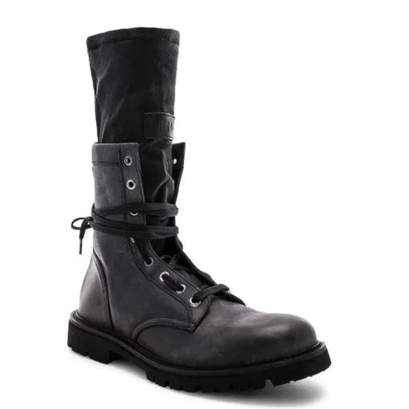 $1090 NEW RtA MEN CHARCOAL HYBRID COMBAT BOOTS SZ 41 / 8 Rta $1090 RTA Calf Leather Hybrid Combat Boots Men main image 3